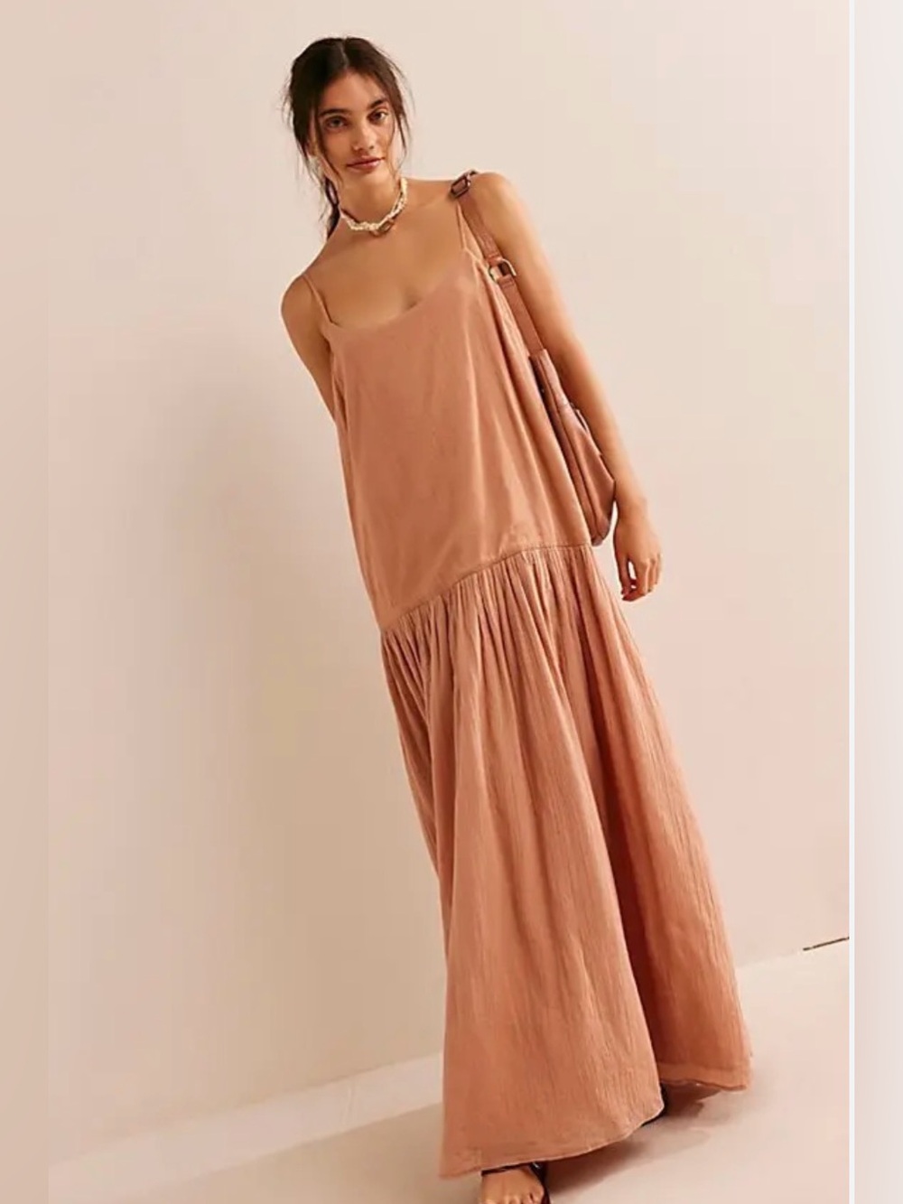 Free People Gemma Maxi Linen Blend Boho Gauze Oversized Flowy European Vacation
